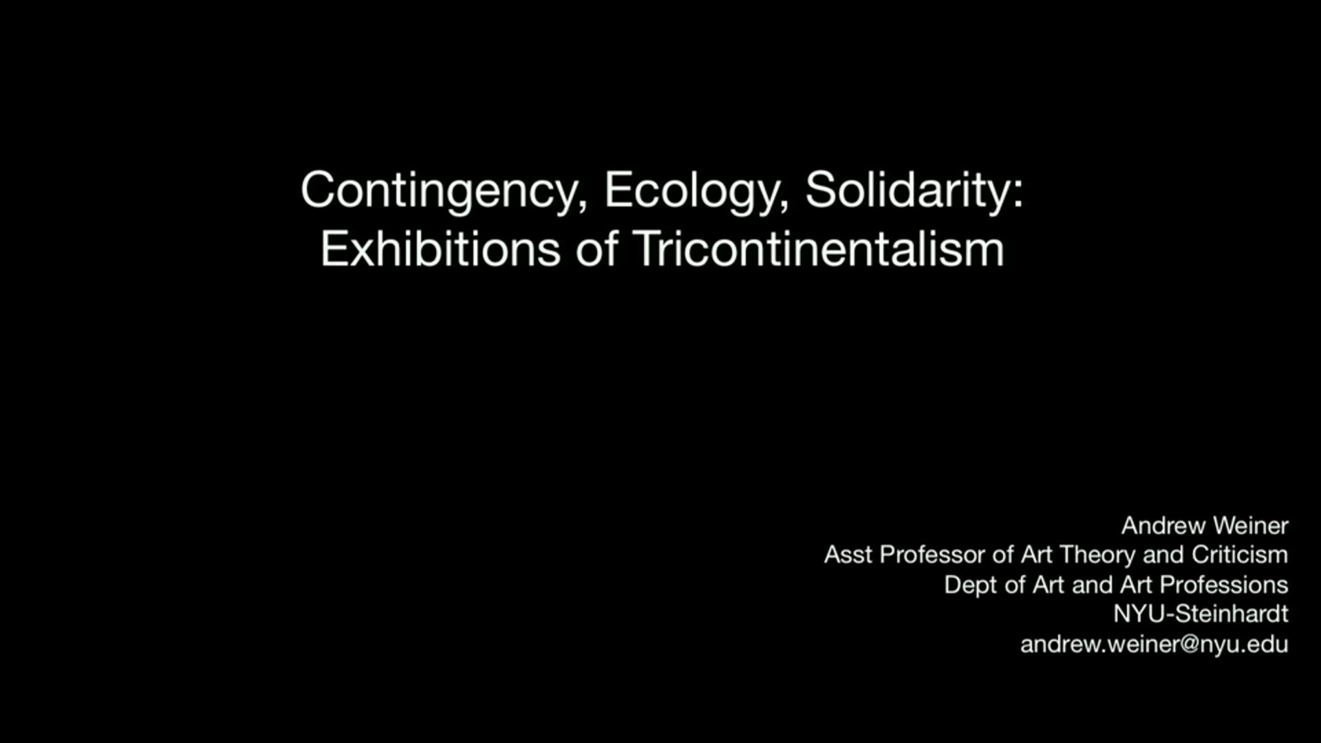 Contingency, ecology and solidarity: Exhibitions of Tricontinentalism